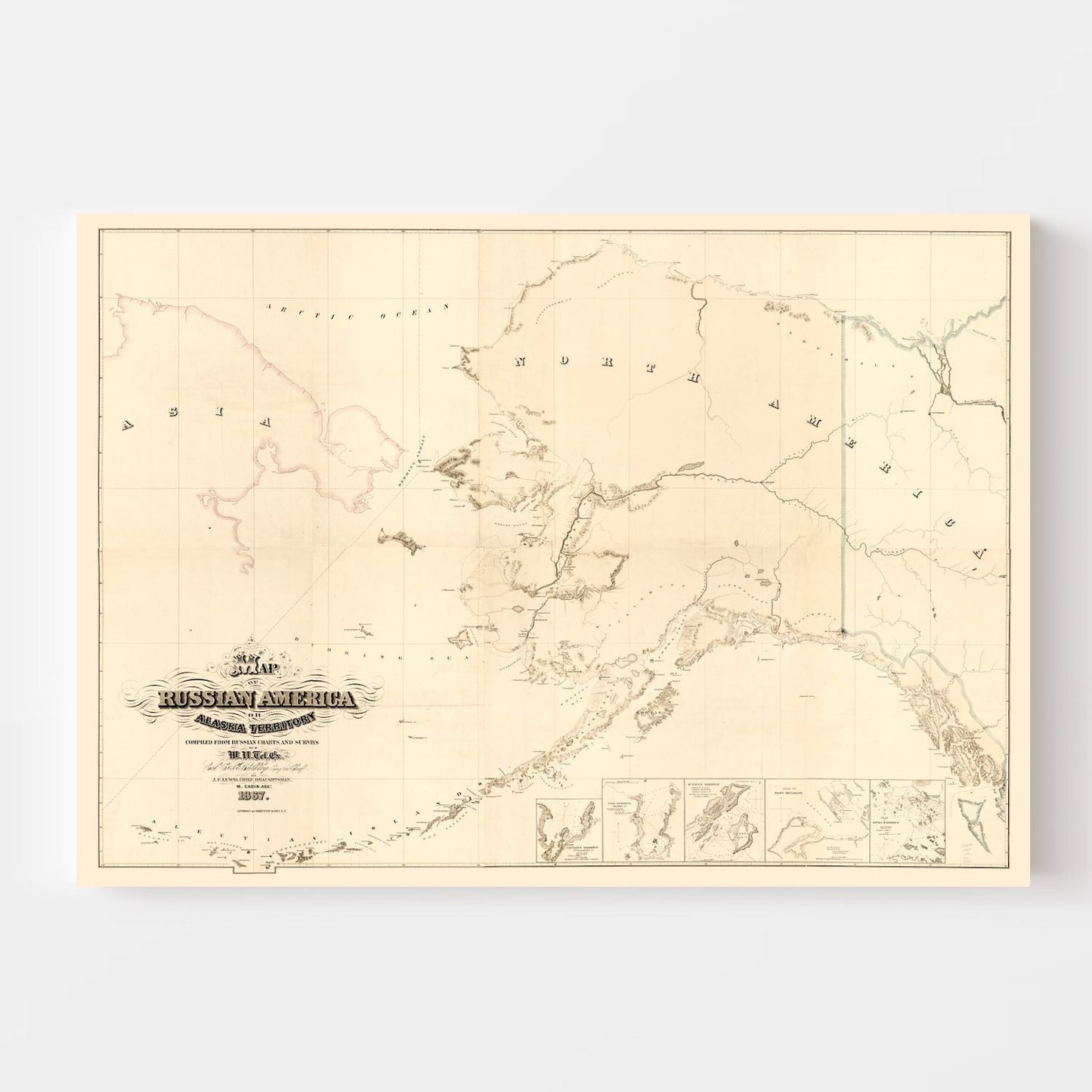 Vintage Map of Alaska, 1867 - Landscape