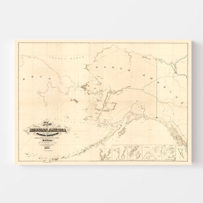 Vintage Map of Alaska, 1867 - Landscape