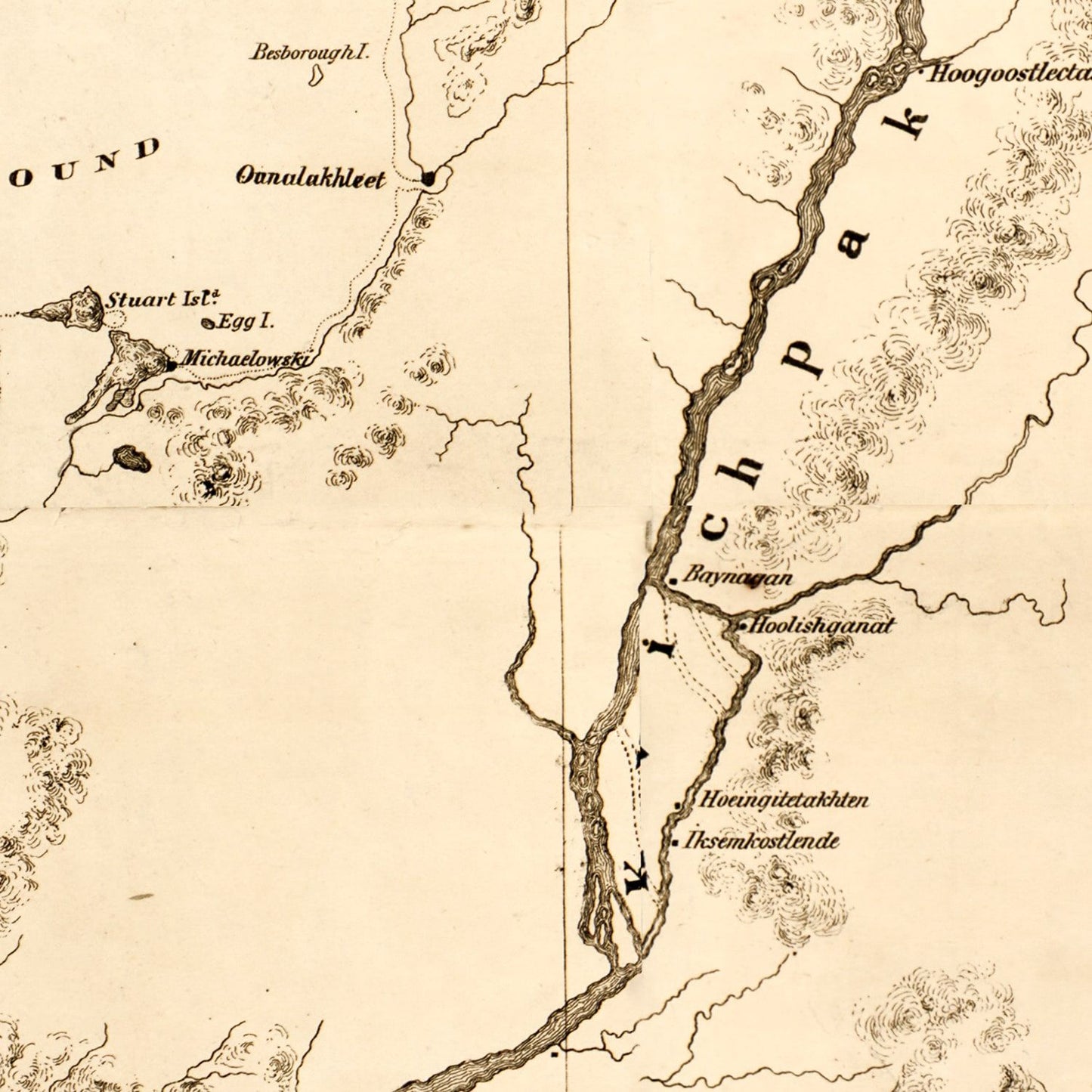 Vintage Map of Alaska, 1867 - Landscape