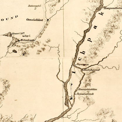 Vintage Map of Alaska, 1867 - Landscape