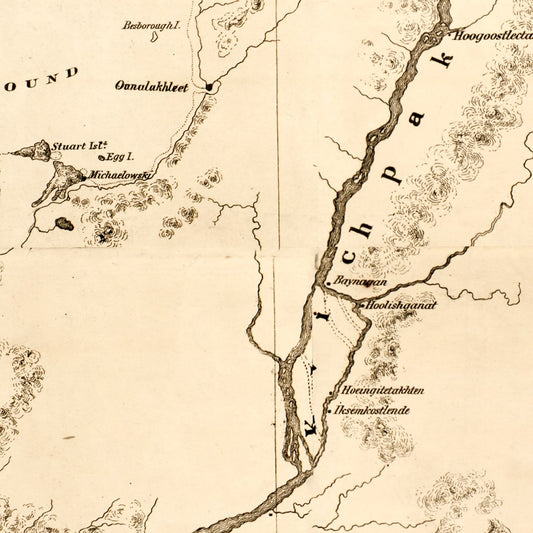 Vintage Map of Alaska, 1867 - Landscape