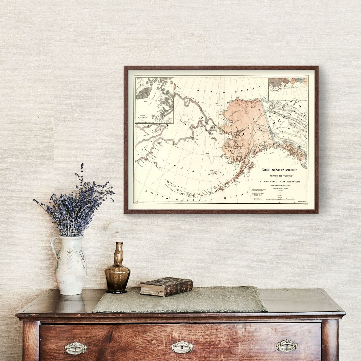 Vintage Map of Alaska, 1867