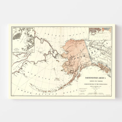 Vintage Map of Alaska, 1867
