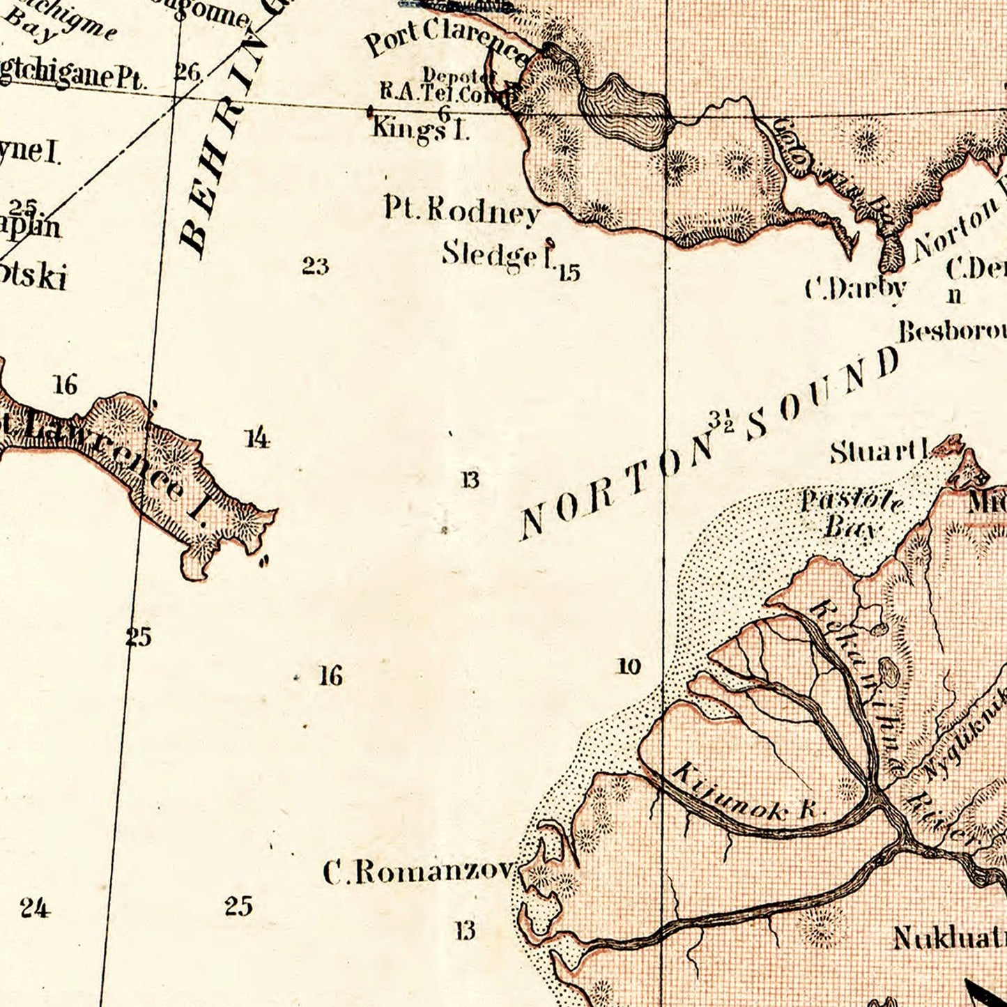 Vintage Map of Alaska, 1867
