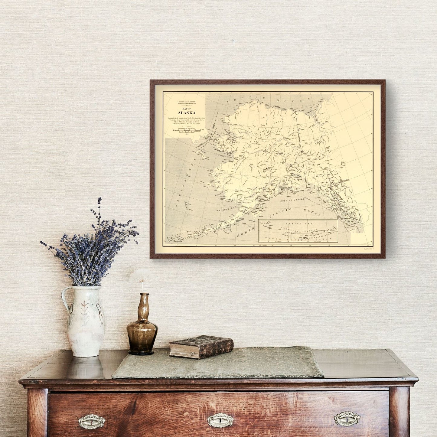 Vintage Map of Alaska, 1909 - Landscape