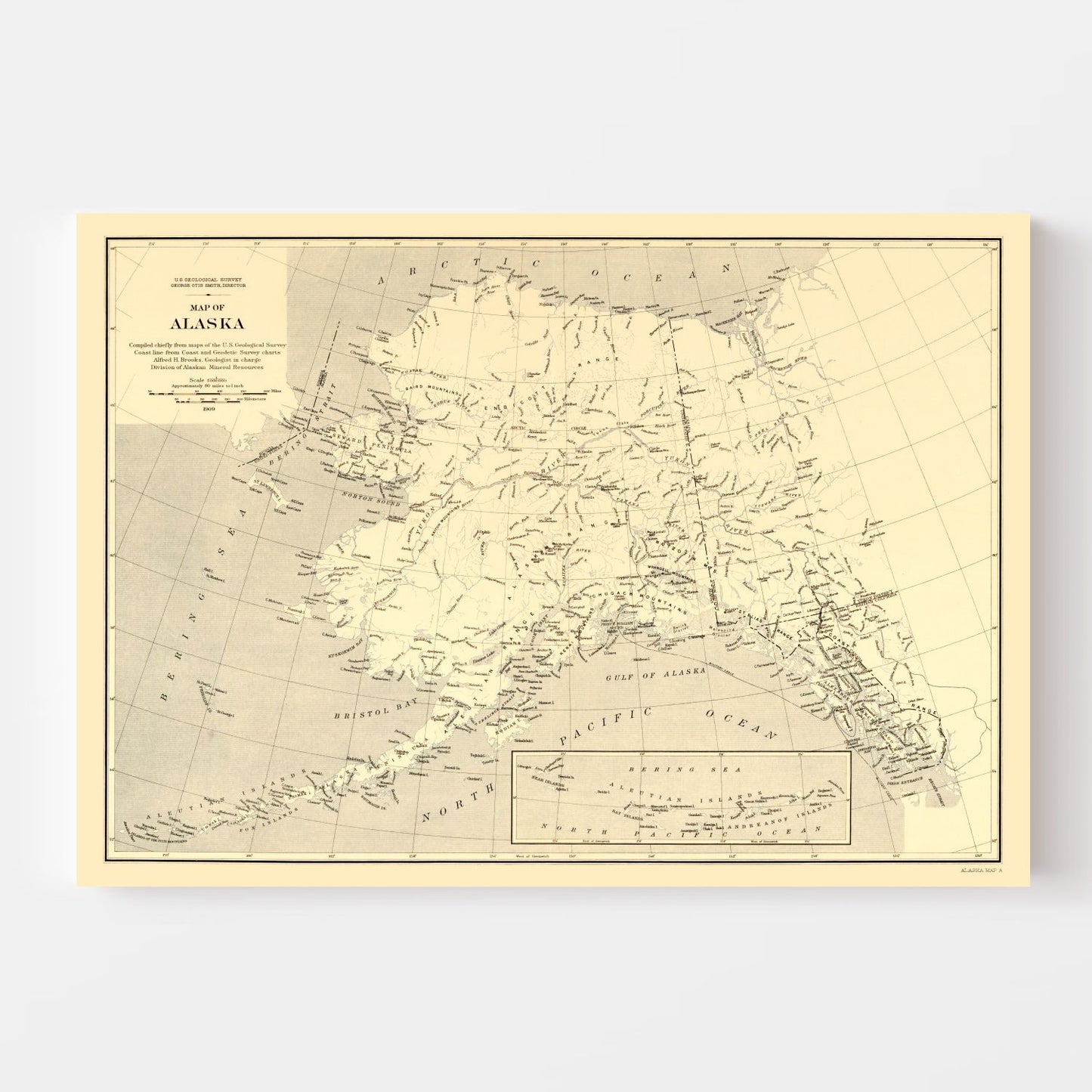 Vintage Map of Alaska, 1909 - Landscape