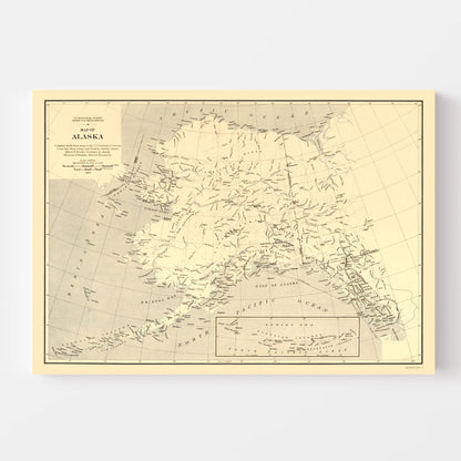 Vintage Map of Alaska, 1909 - Landscape