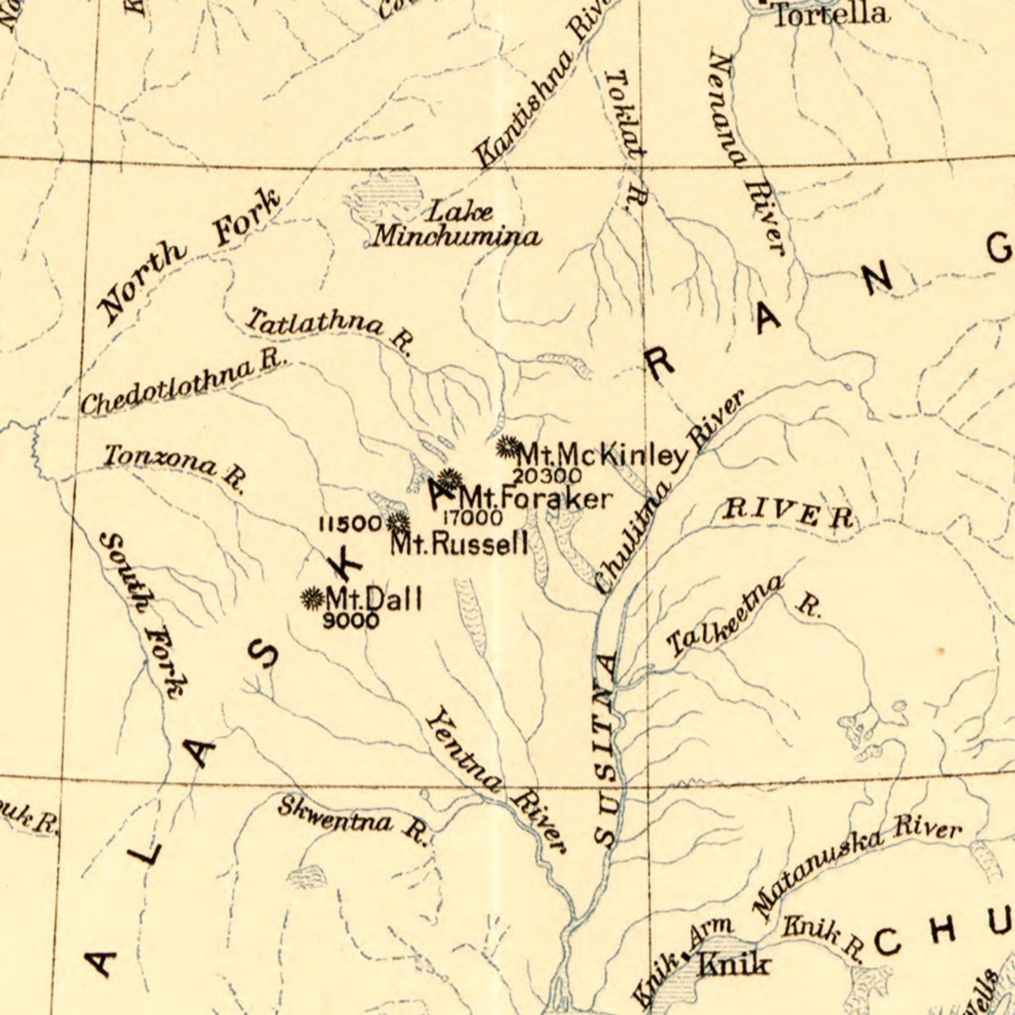 Vintage Map of Alaska, 1909 - Landscape