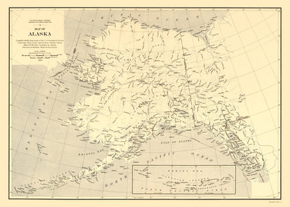 Vintage Map of Alaska, 1909 - Landscape