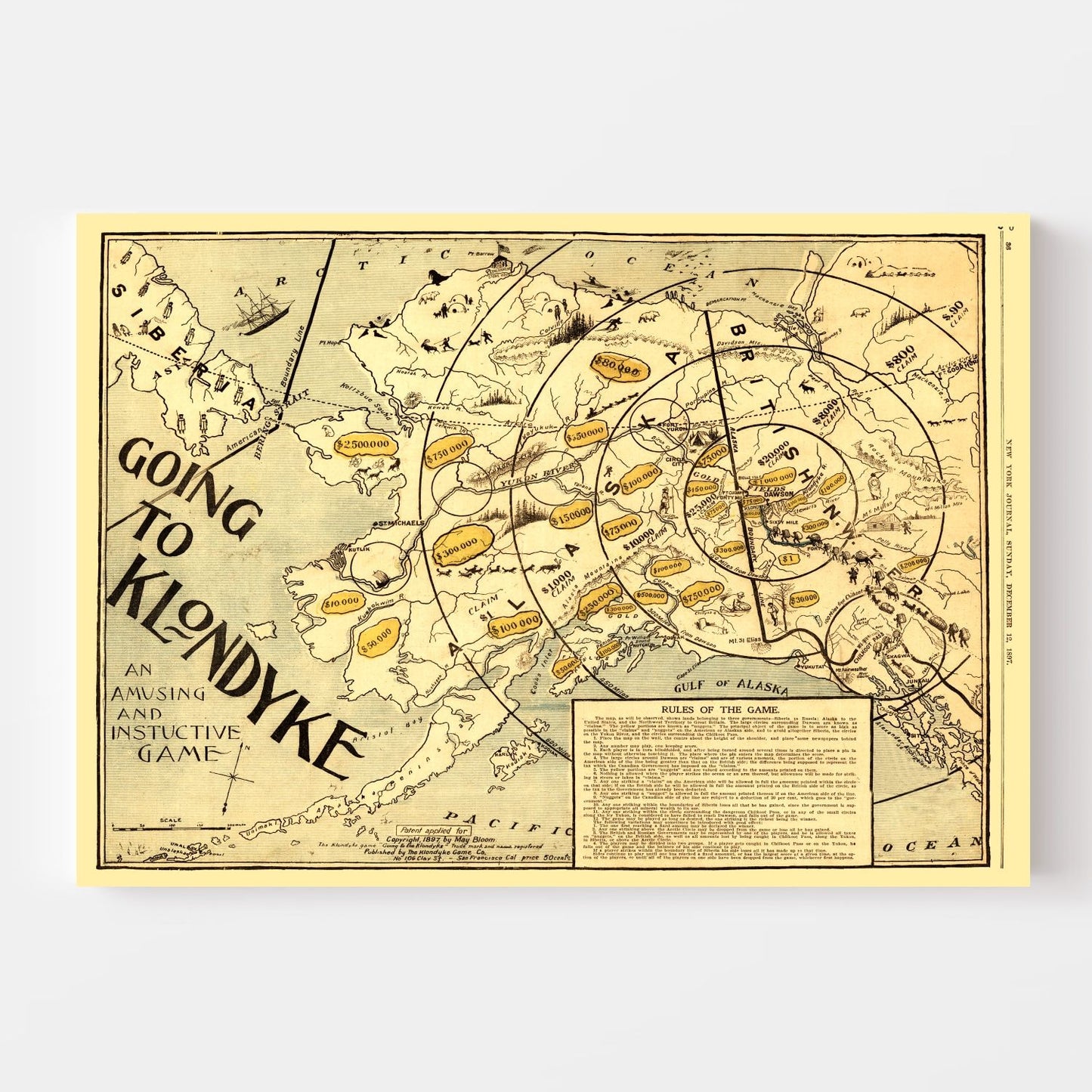 Vintage Map of Alaska, 1897 Wall Art