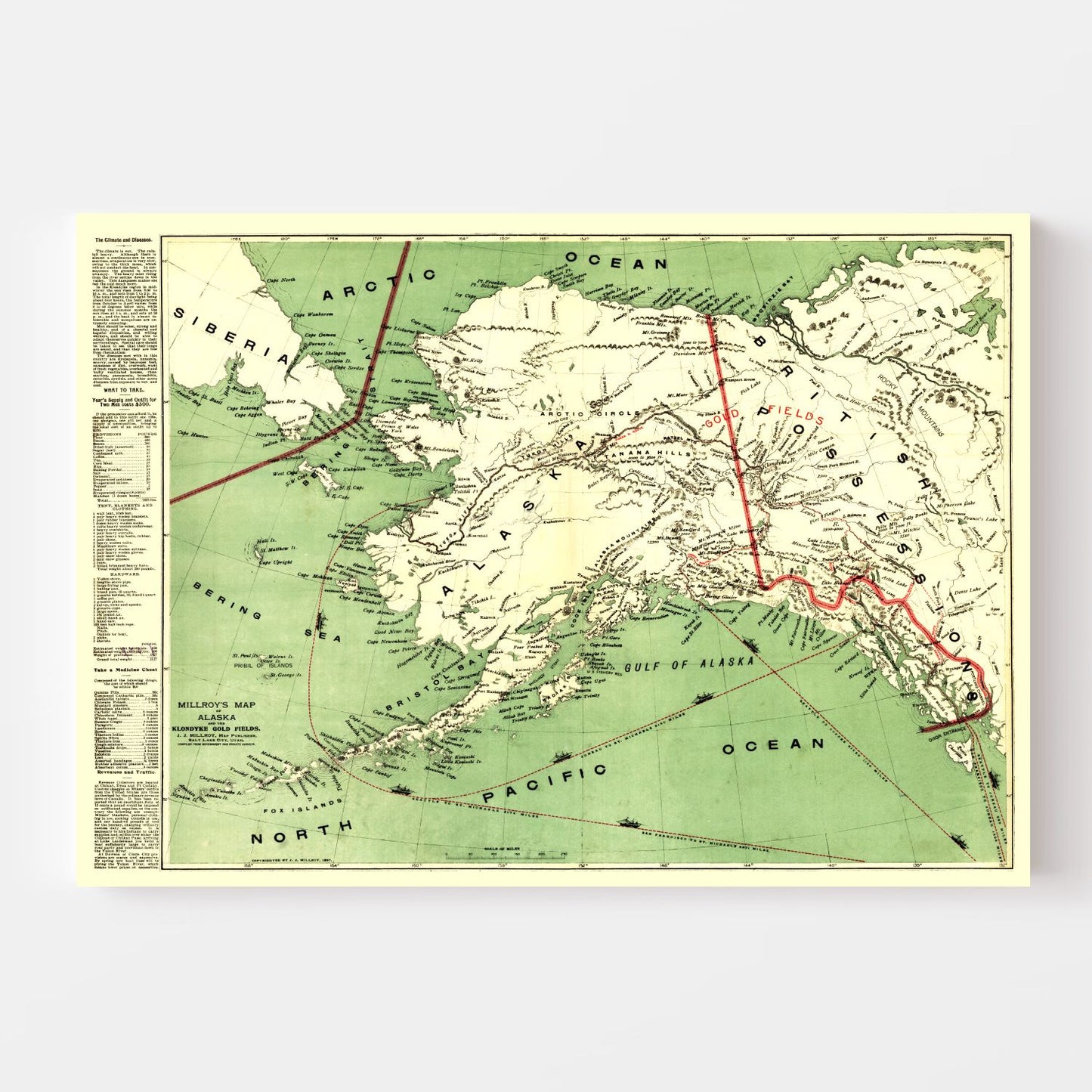 Vintage Map of Alaska, 1897