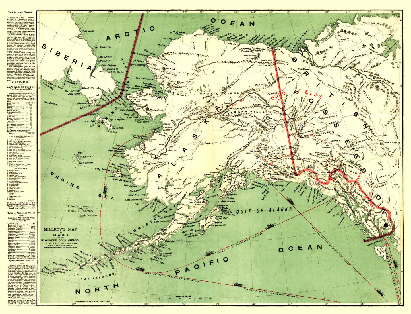 Vintage Map of Alaska, 1897