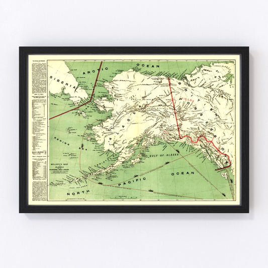 Vintage map of Alaska, 1897 - Gold Rush era restored print