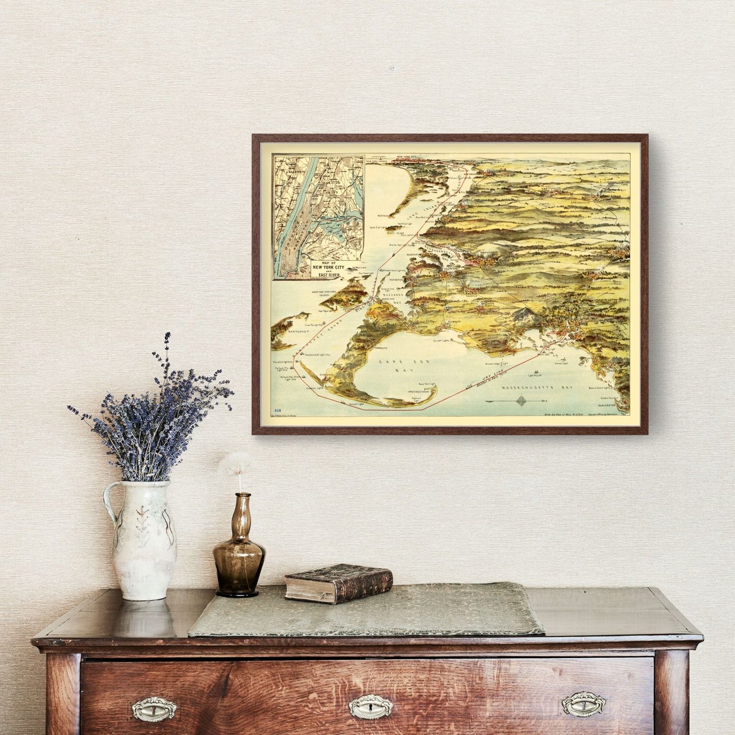 Vintage Map of Connecticut, 1905
