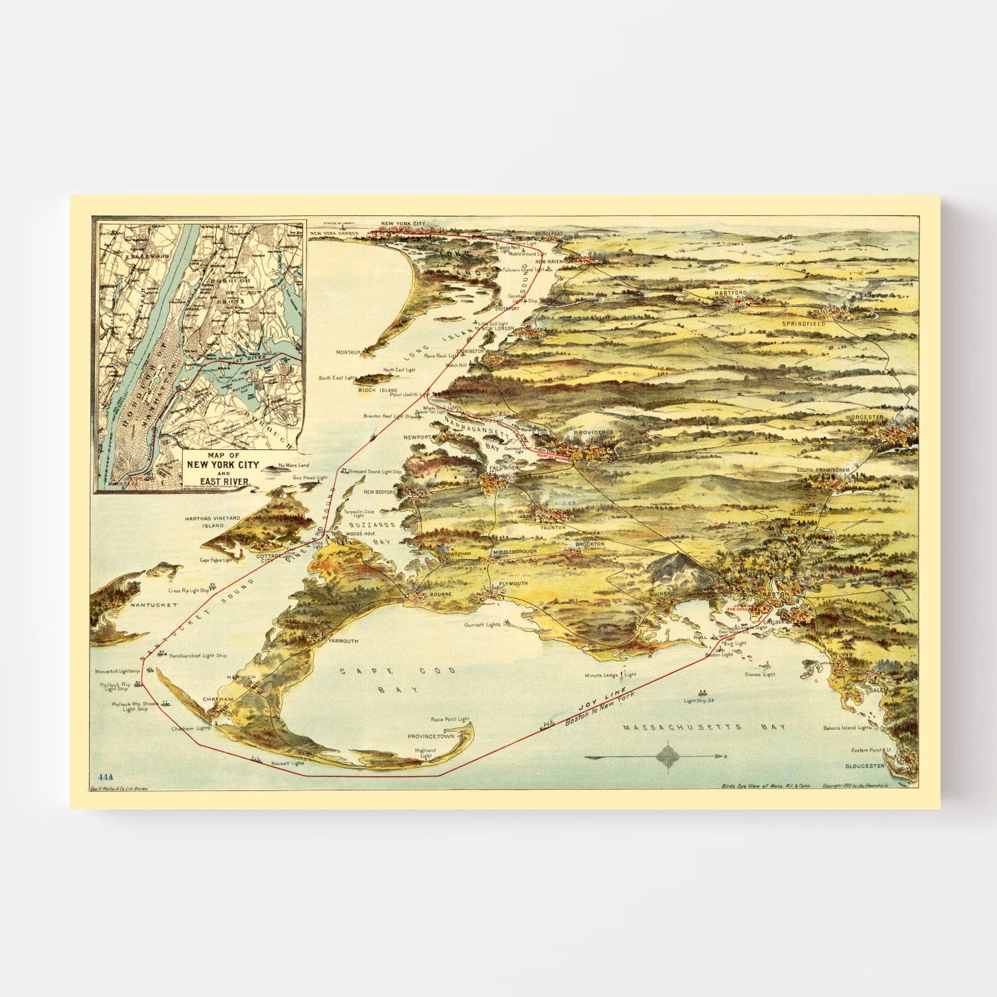 Vintage Map of Connecticut, 1905