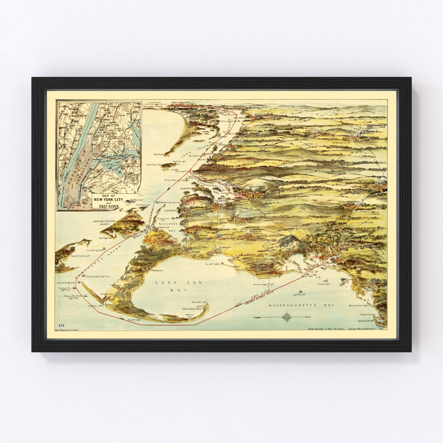 Vintage map of Connecticut, 1905
