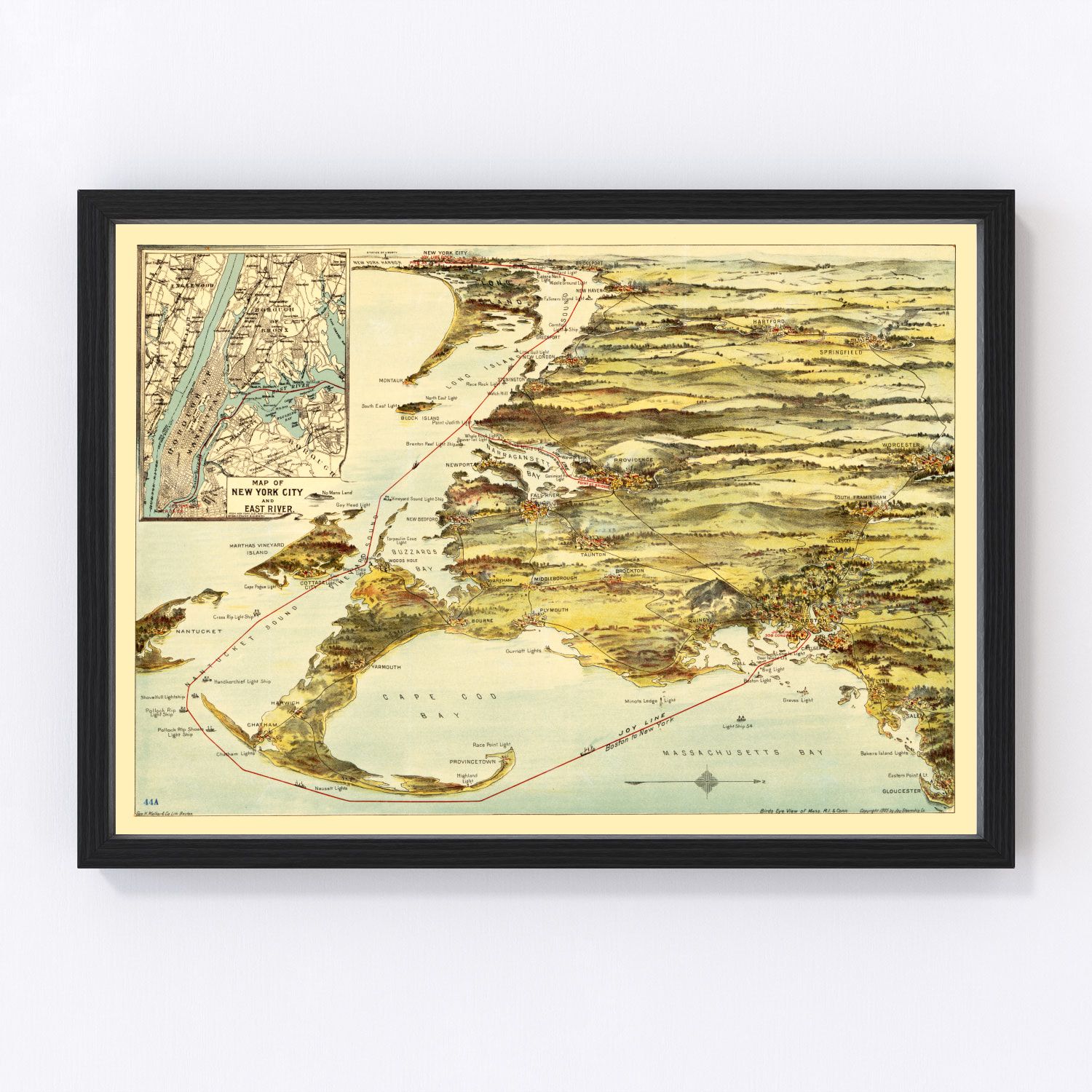Vintage map of Connecticut, 1905