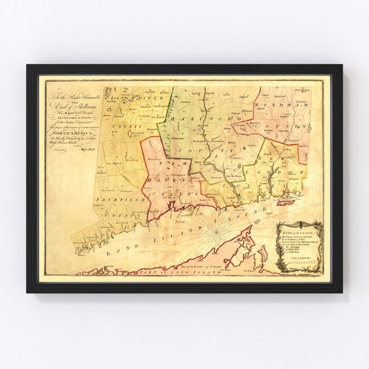 vintage map of Connecticut, 1766