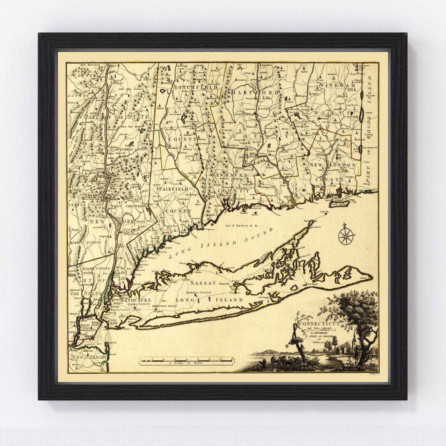 vintage map of Connecticut, 1780