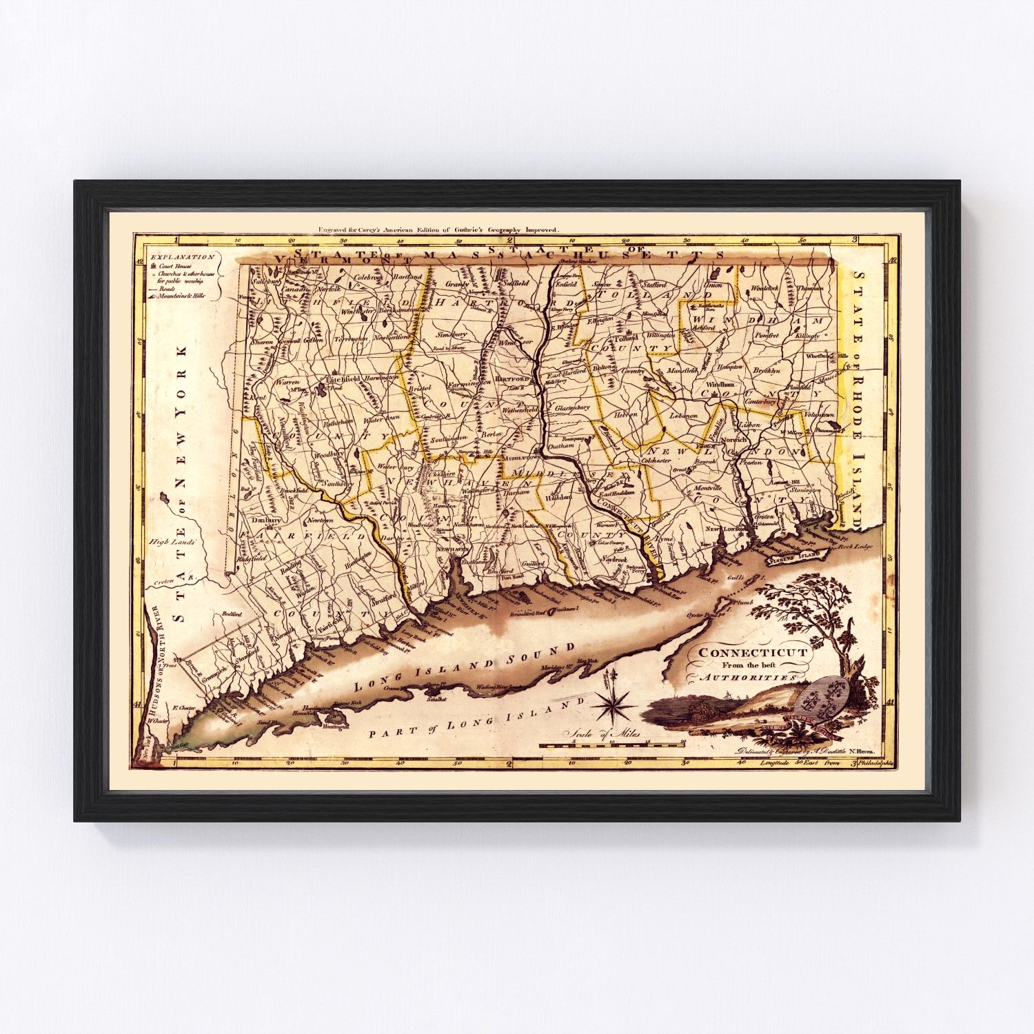 vintage map of Connecticut, 1795