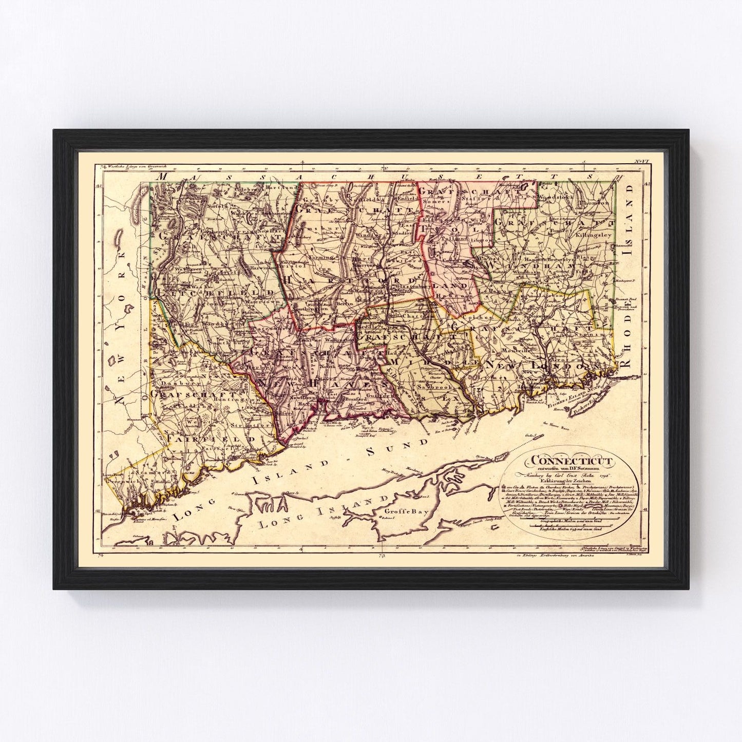 Vintage map of Connecticut, 1796