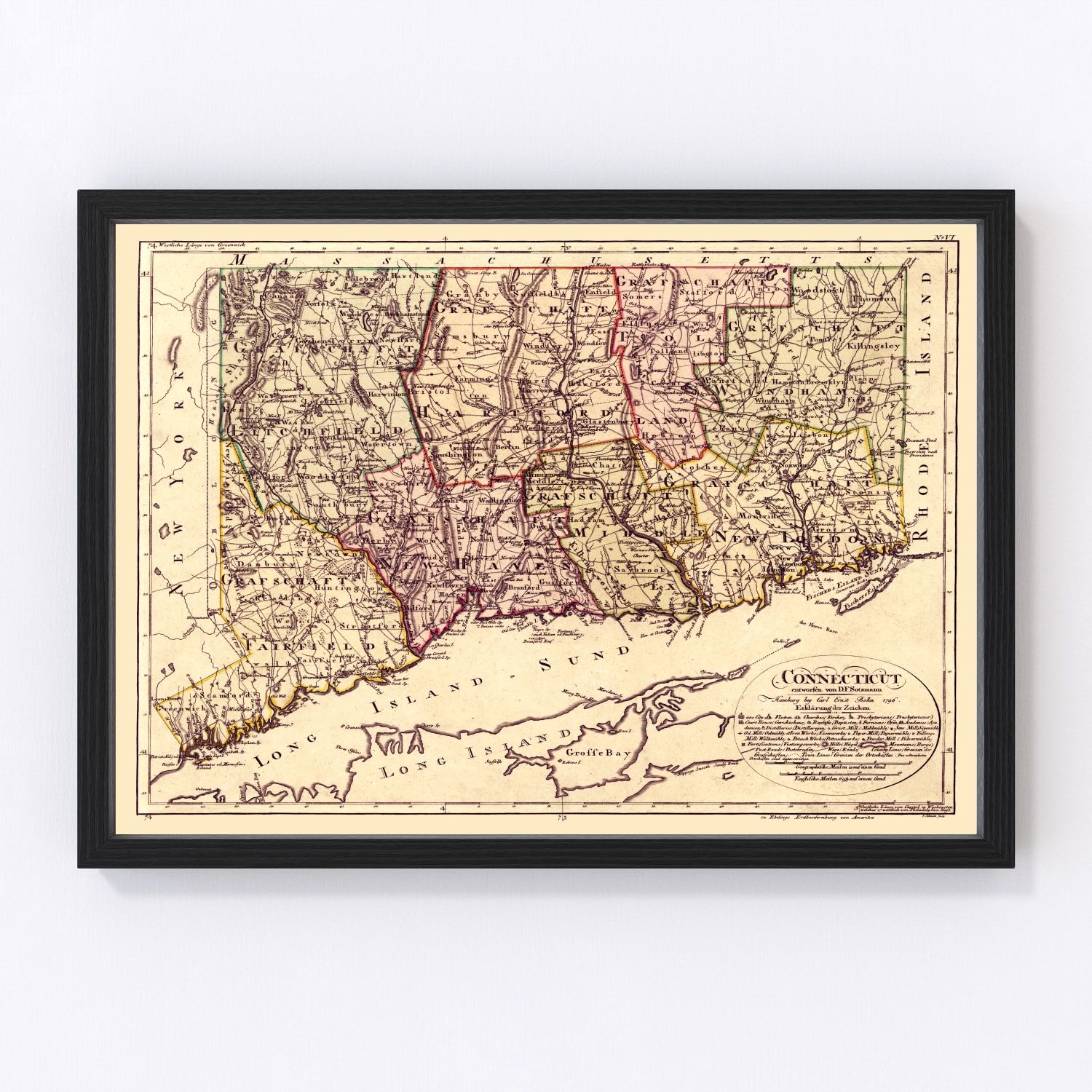 Vintage map of Connecticut, 1796