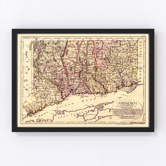 Vintage map of Connecticut, 1796