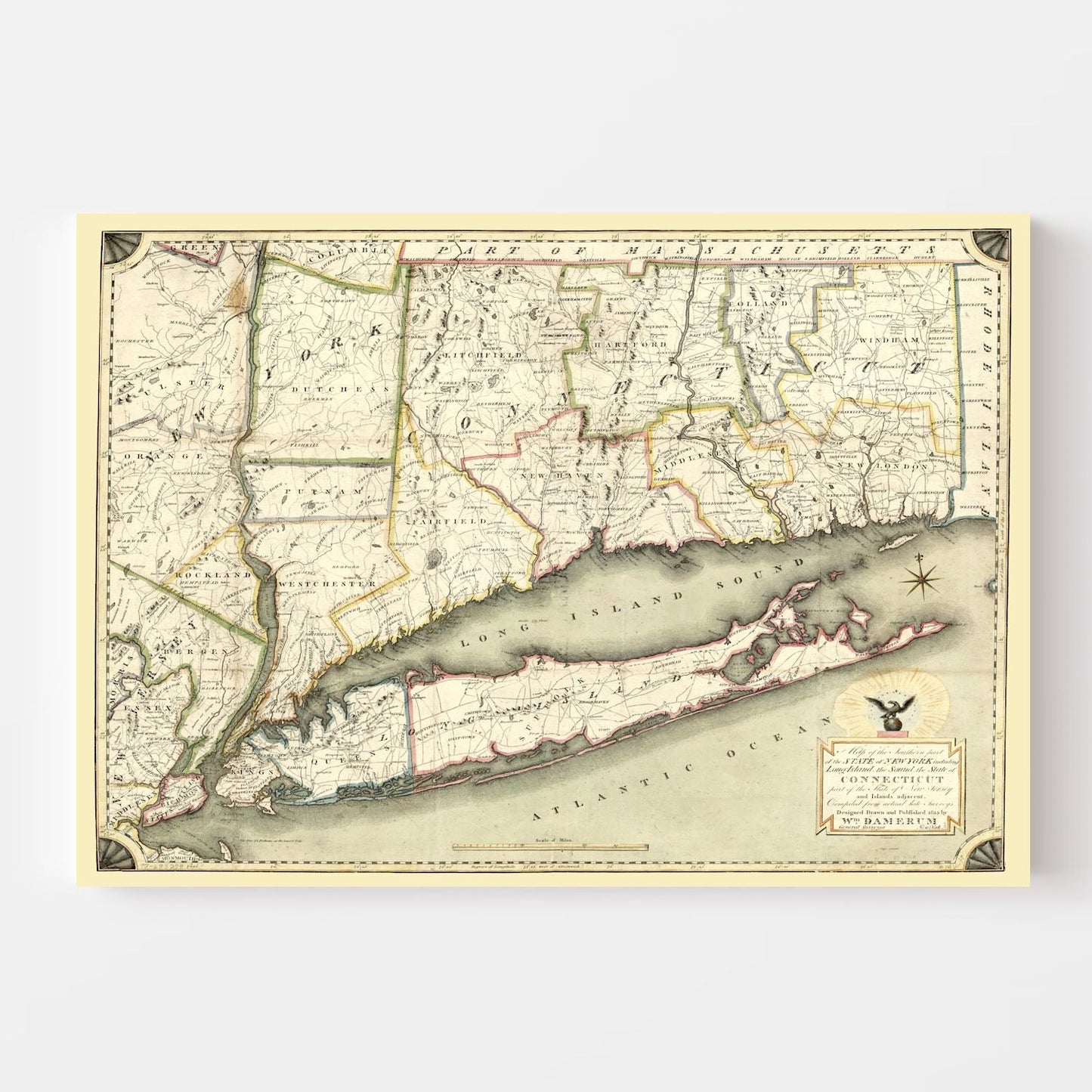 Vintage Map of New York State, 1815