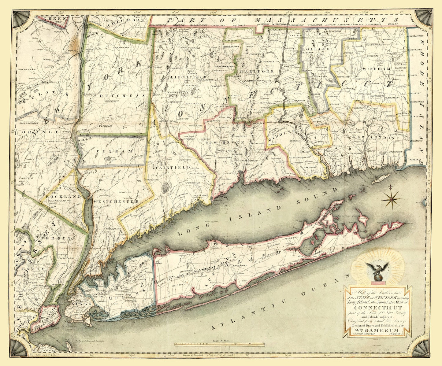 Vintage Map of New York State, 1815