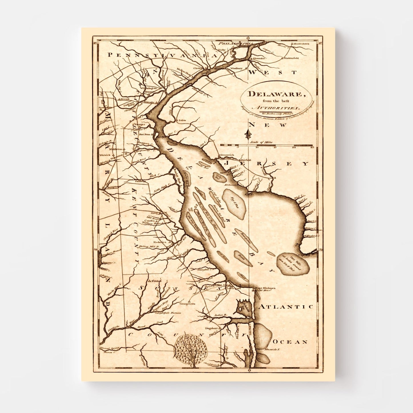 Vintage Map of Delaware, 1795