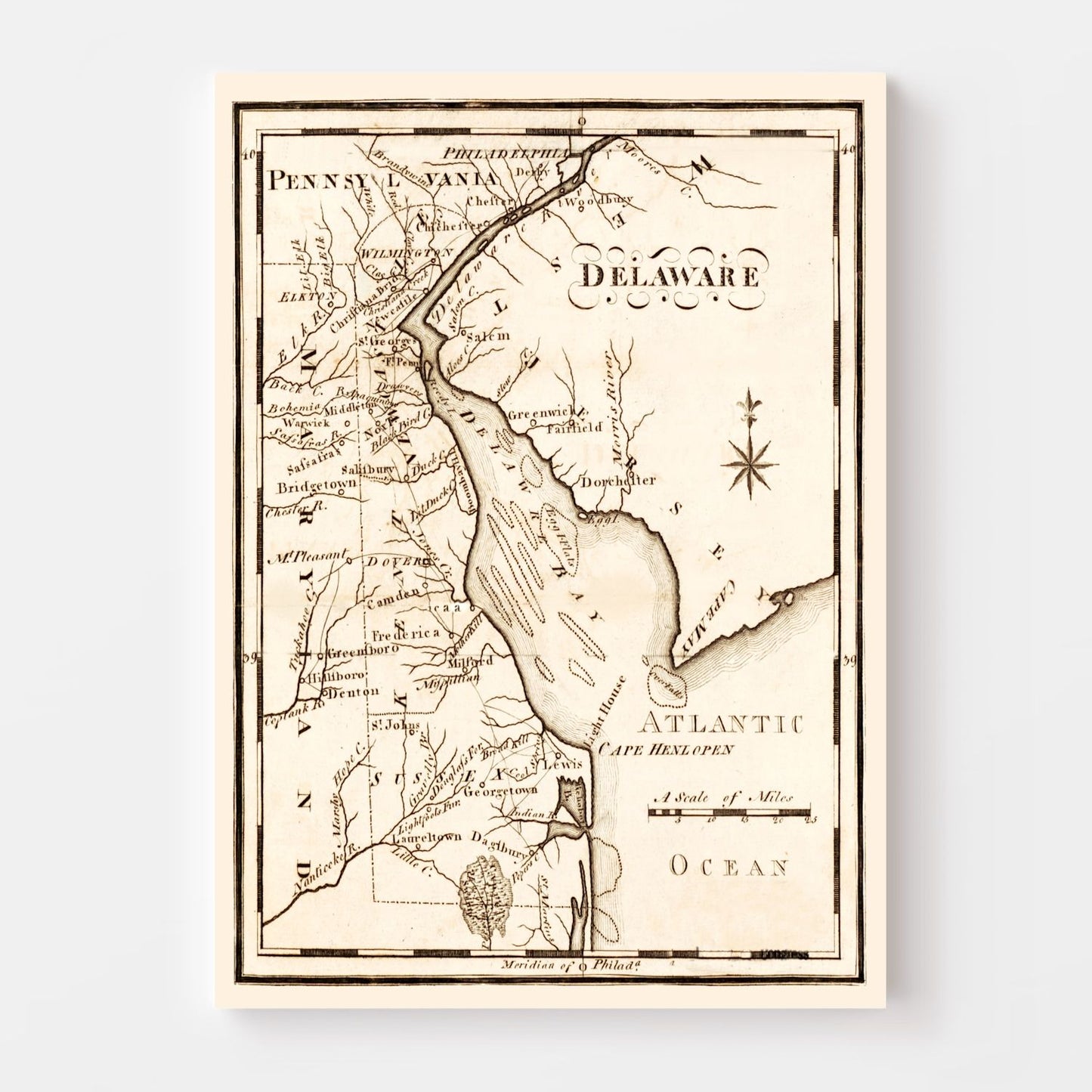 Vintage Map of Delaware, 1795
