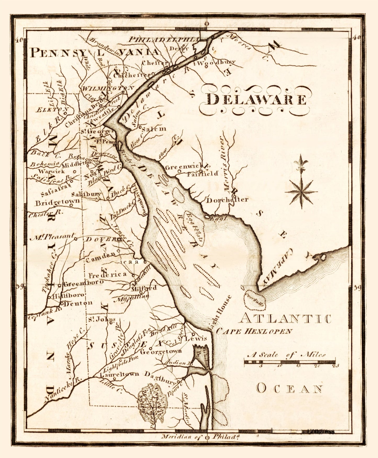 Vintage Map of Delaware, 1795