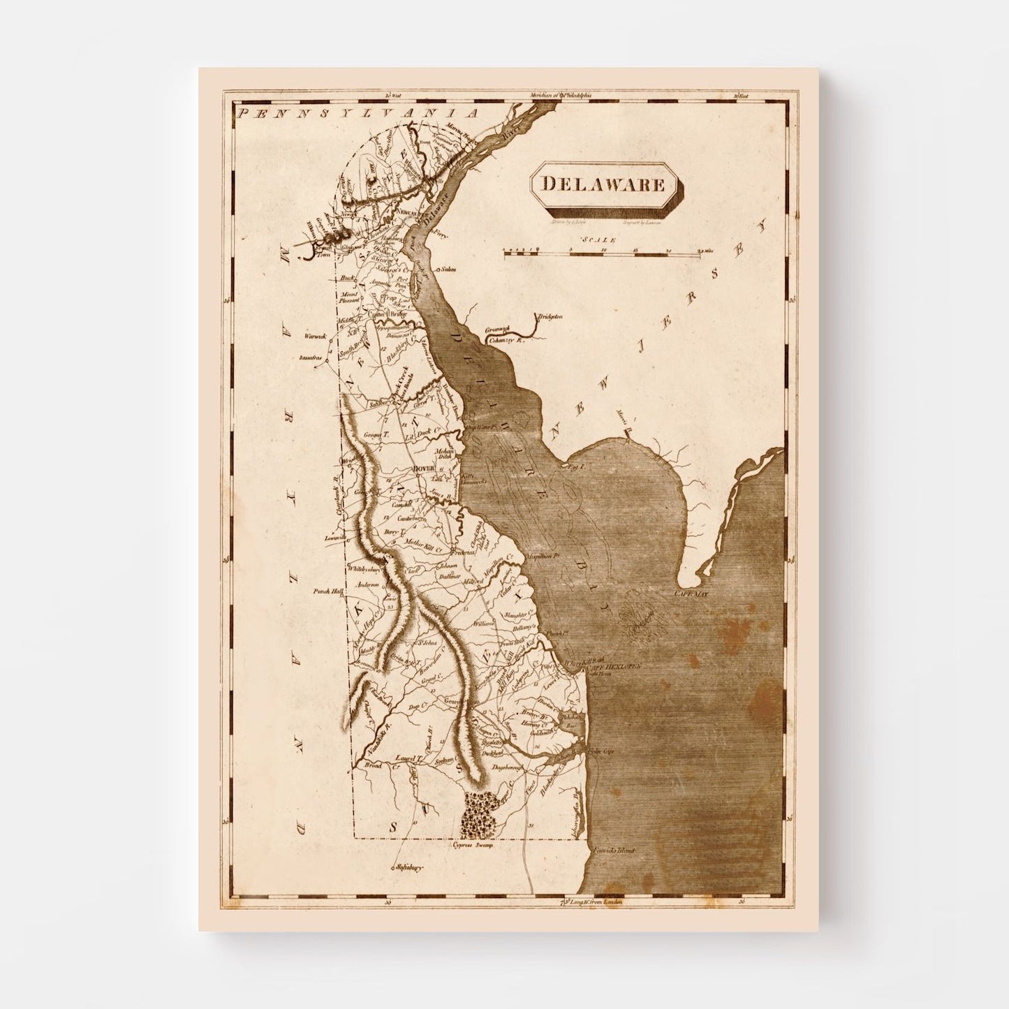 Vintage Map of Delaware, 1804