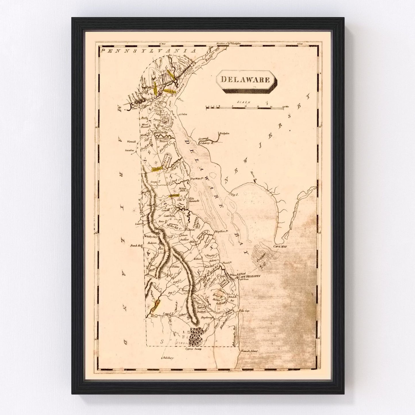 vintage map of Delaware, 1812