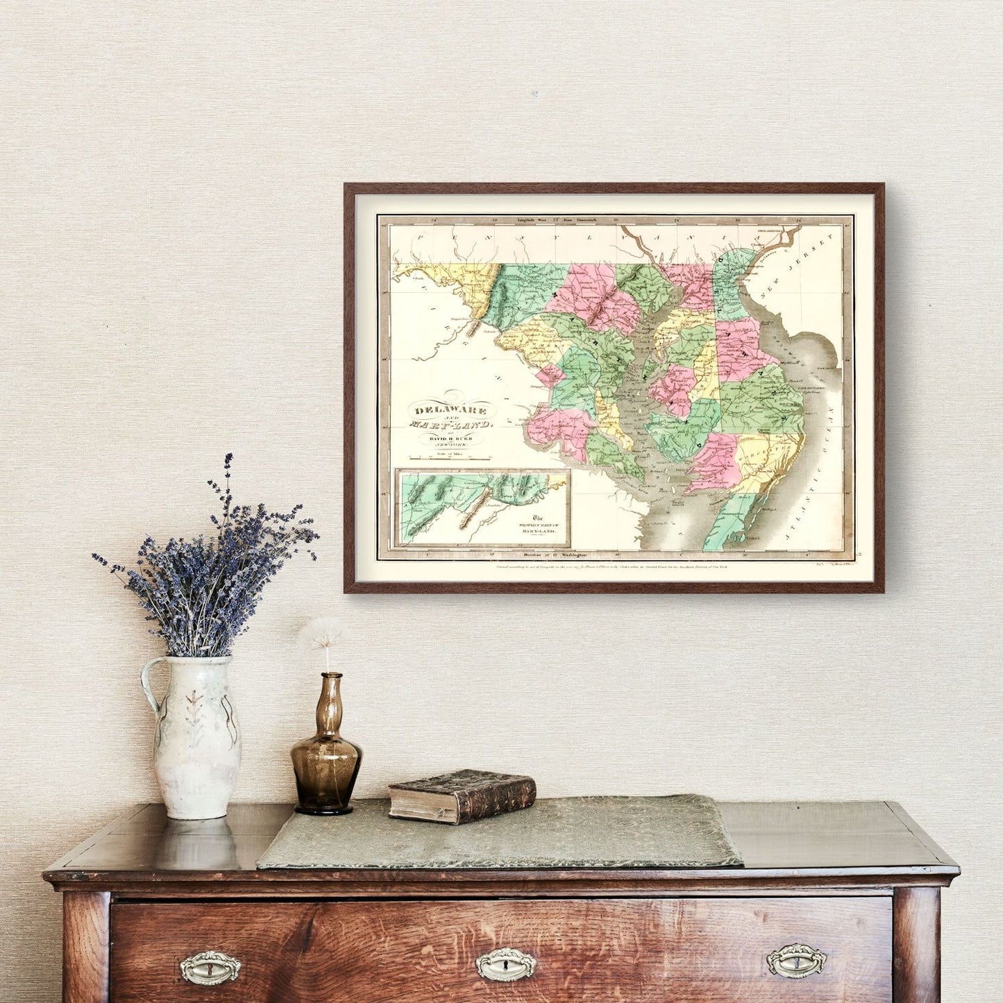 Vintage Map of Delaware, 1835
