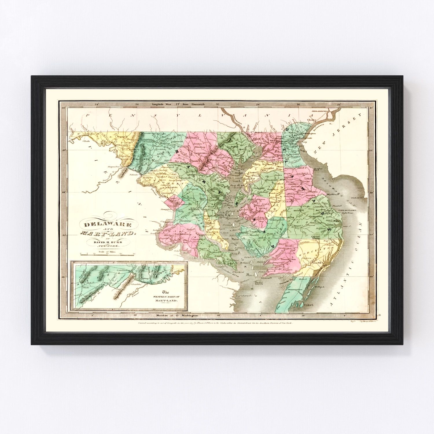 vintage map of Delaware, 1835