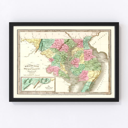 vintage map of Delaware, 1835