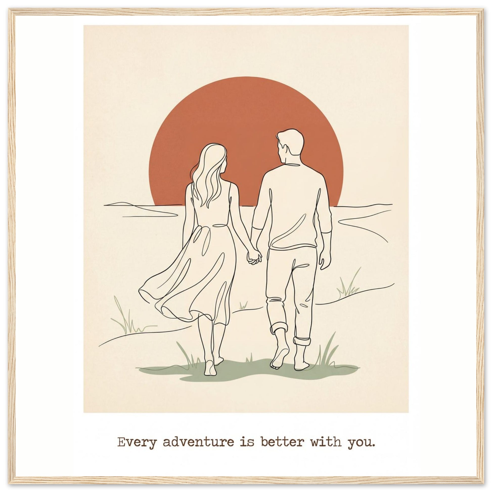 Romantic Wall Art - Couples Poster for Your Bedroom - 70x70 cm / 28x28″ - Wood frame / Ready-to-hang - Sparkycare