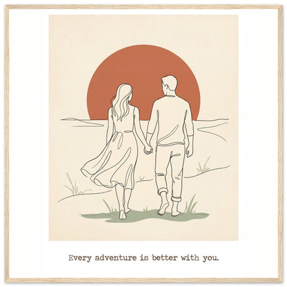 Romantic Wall Art - Couples Poster for Your Bedroom - 70x70 cm / 28x28″ - Wood frame / Ready-to-hang - Sparkycare
