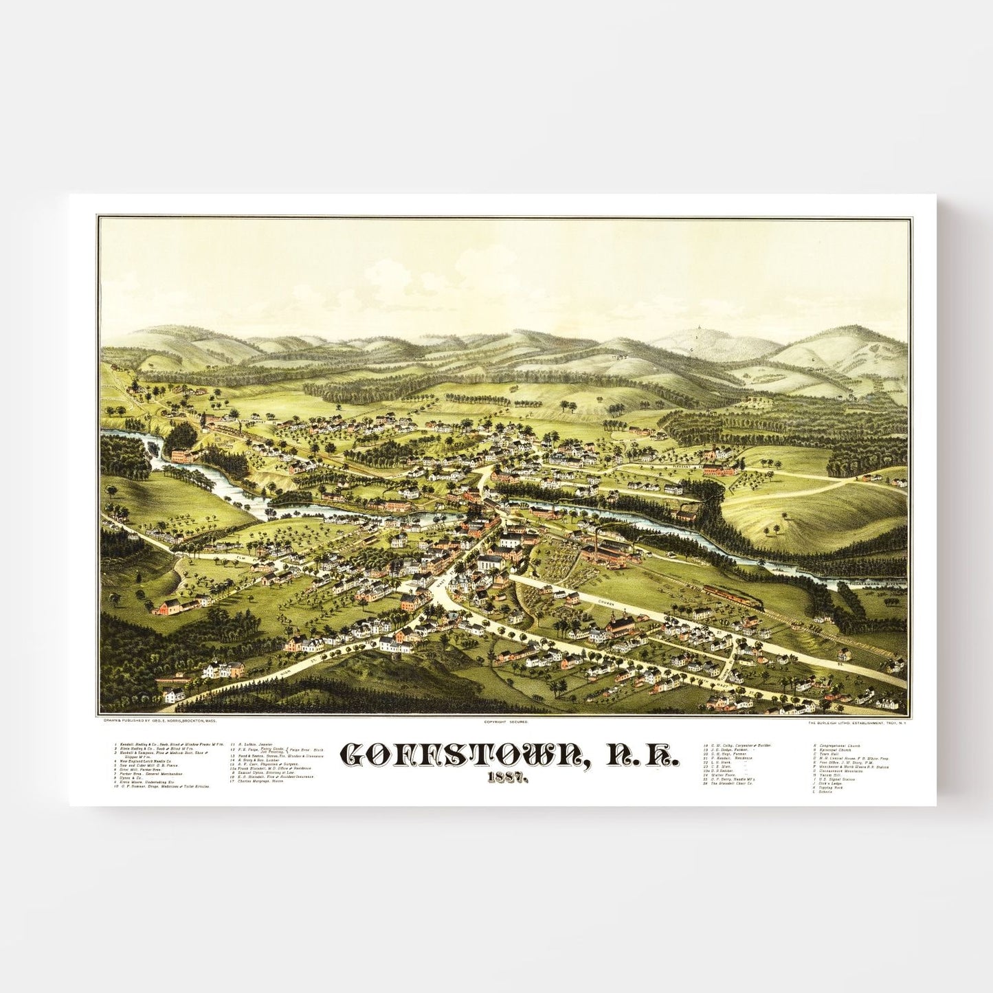 Vintage Map of Goffstown, New Hampshire, 1887