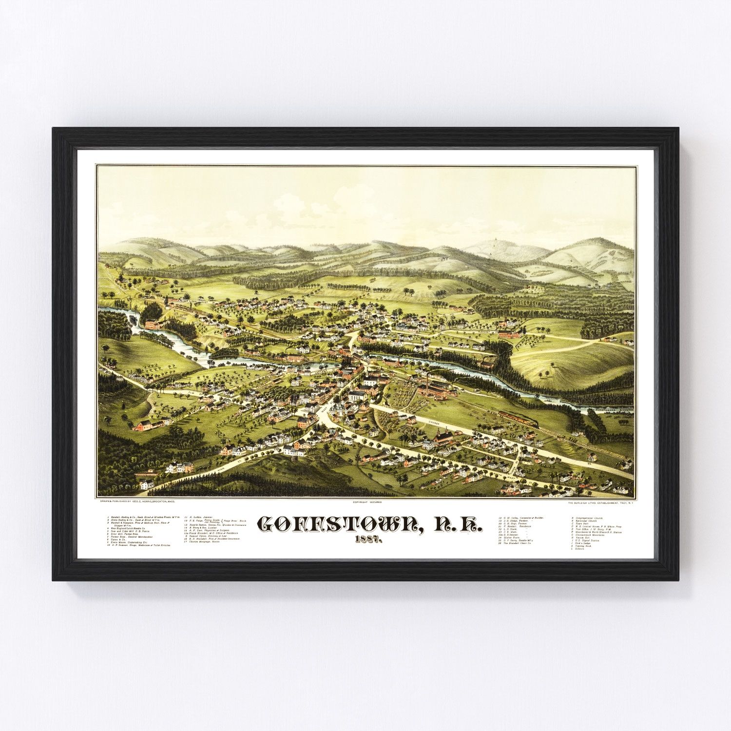 Vintage map of Goffstown, New Hampshire, 1887