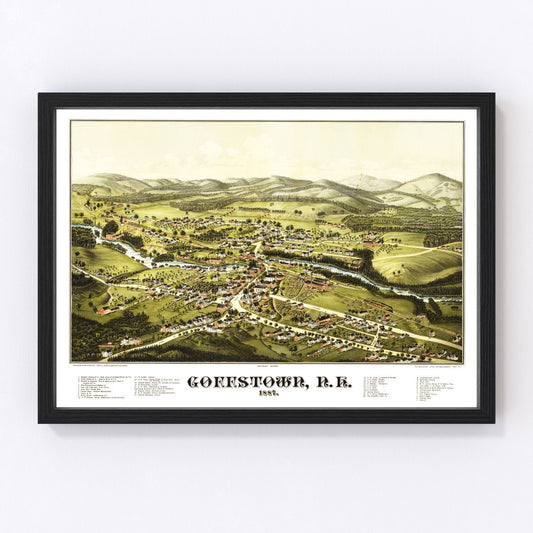 Vintage map of Goffstown, New Hampshire, 1887
