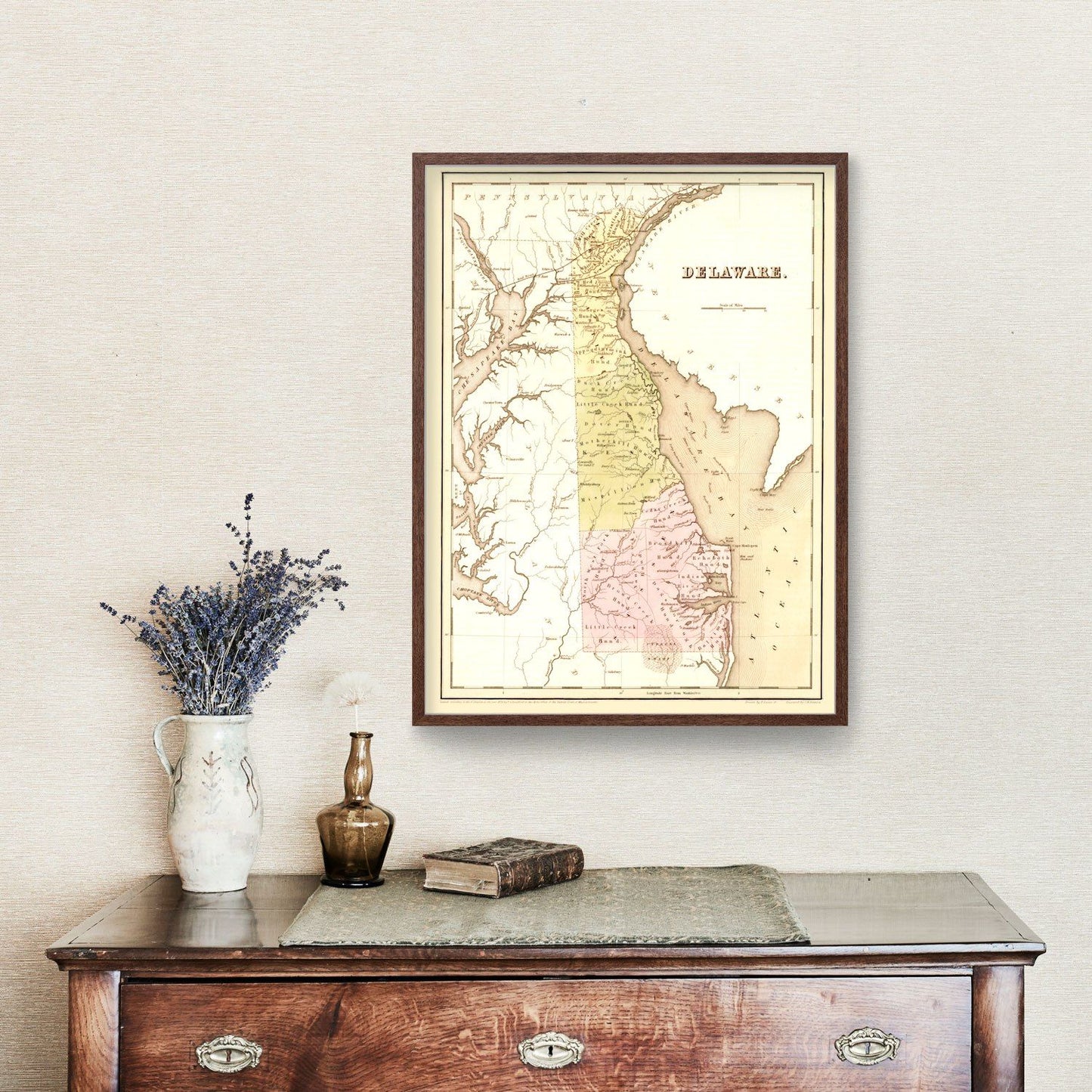 Vintage Map of Delaware, 1838