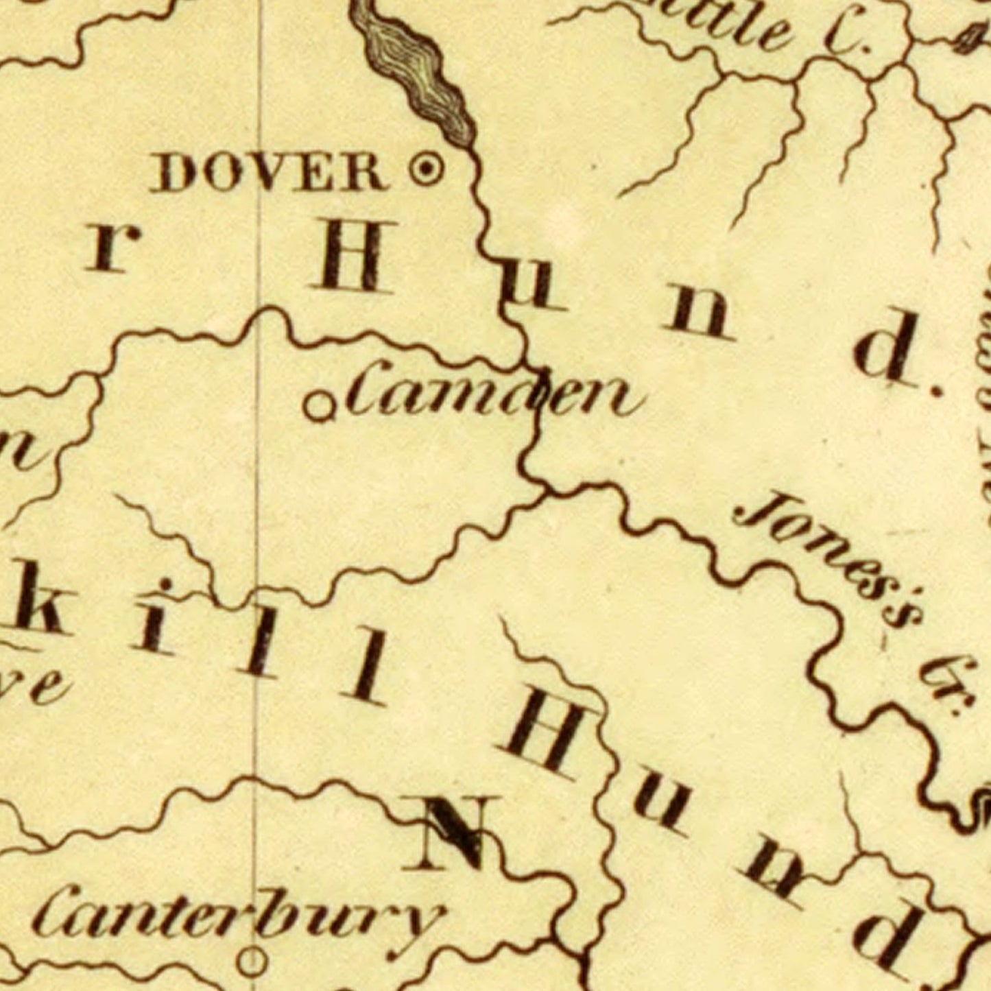 Vintage Map of Delaware, 1838