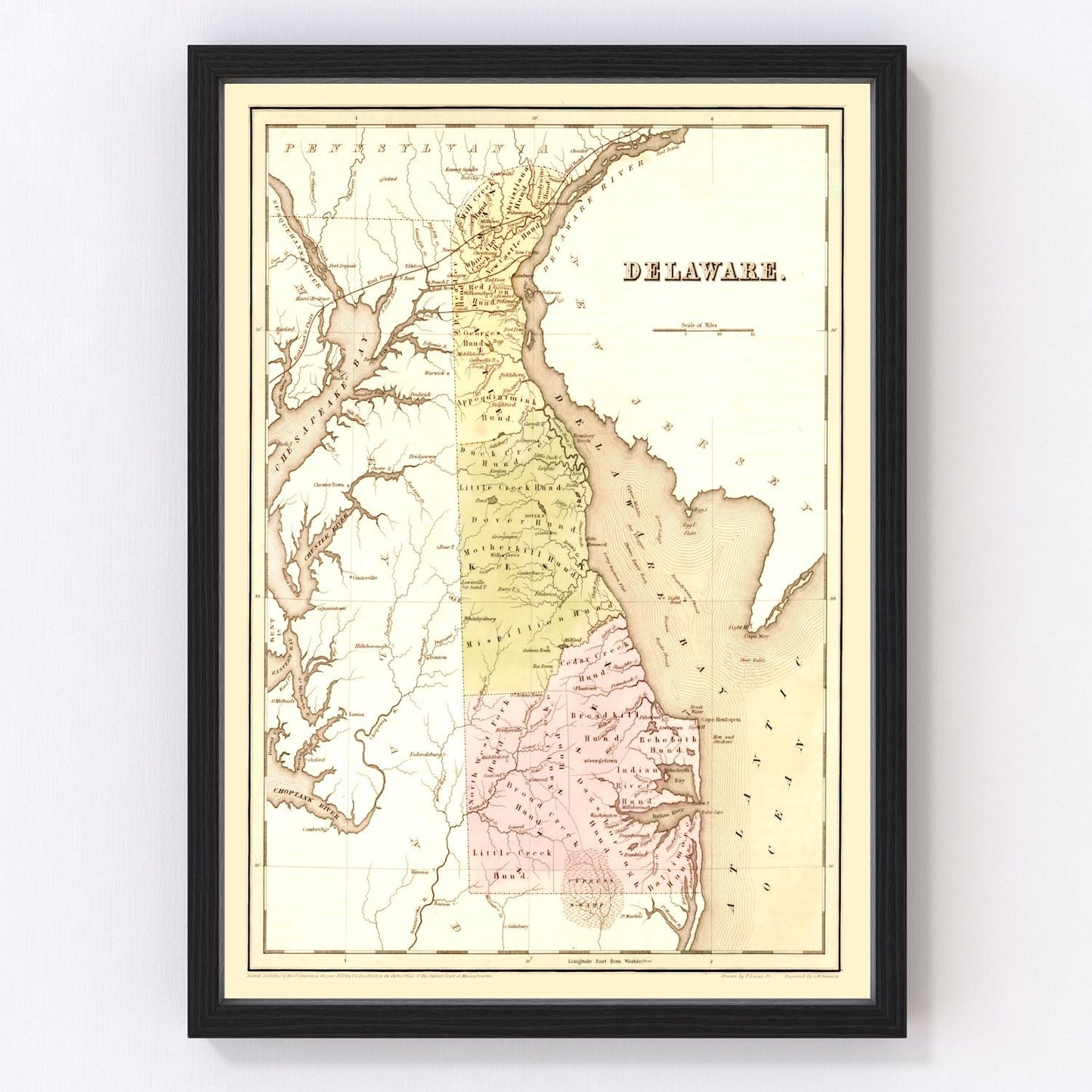 vintage map of Delaware, 1838