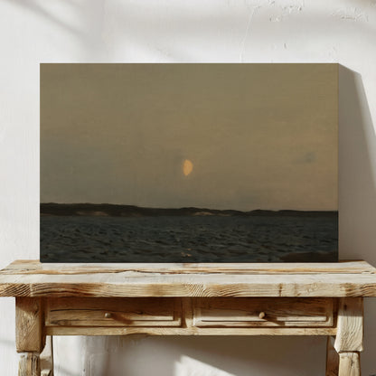 Moonrise Over Quiet Waters Minimalist Seascape Wall Art
