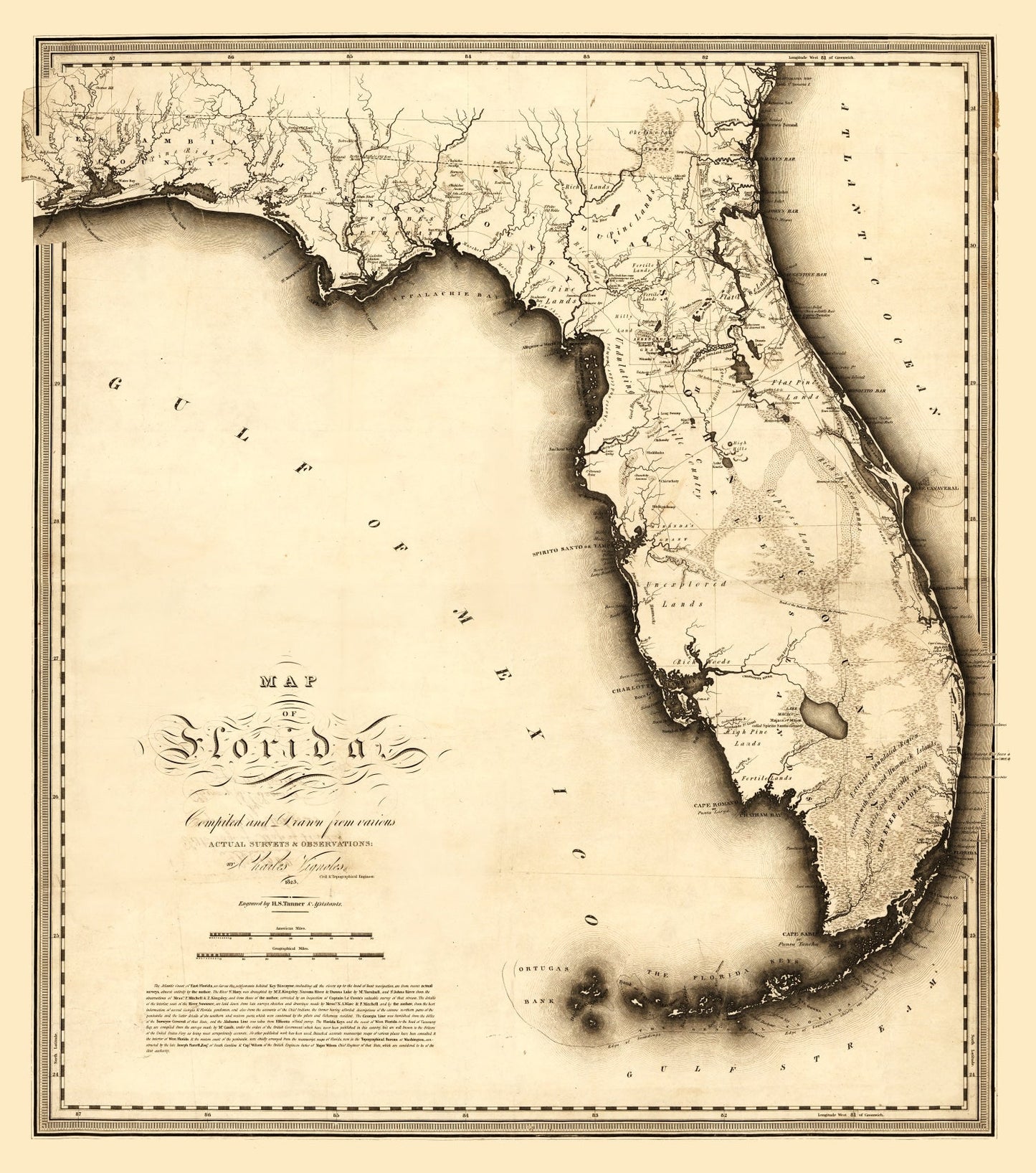 Vintage Map of Florida 1823