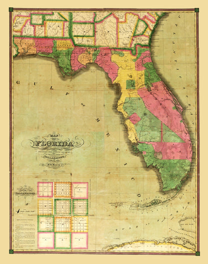 Vintage Map of Florida 1829