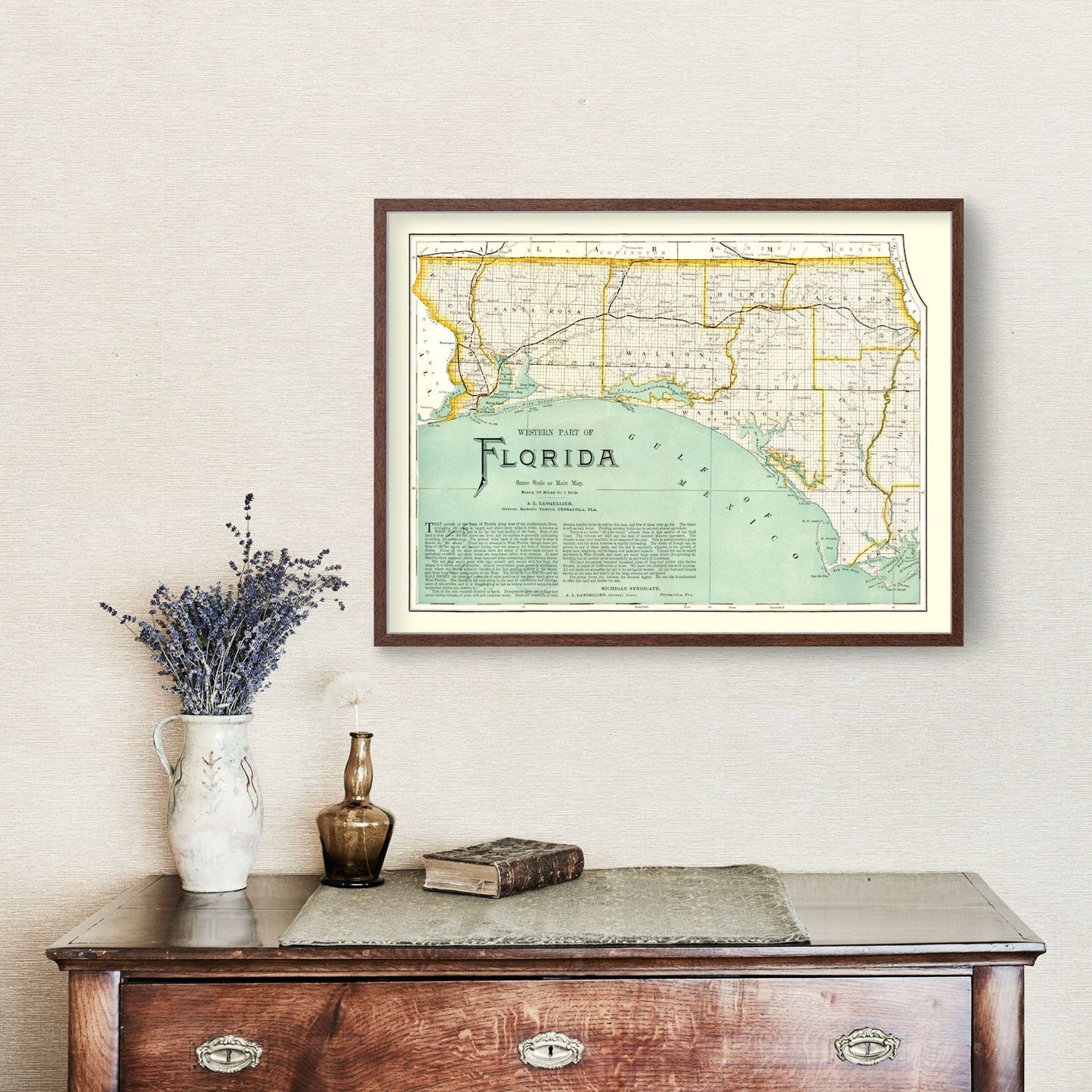 Vintage Map of Florida 1890