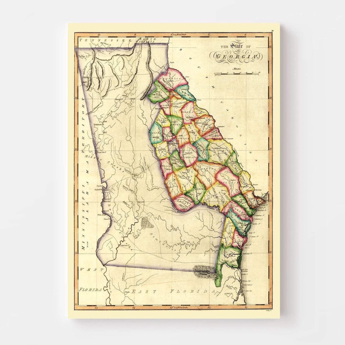 Vintage Map of Georgia, 1810